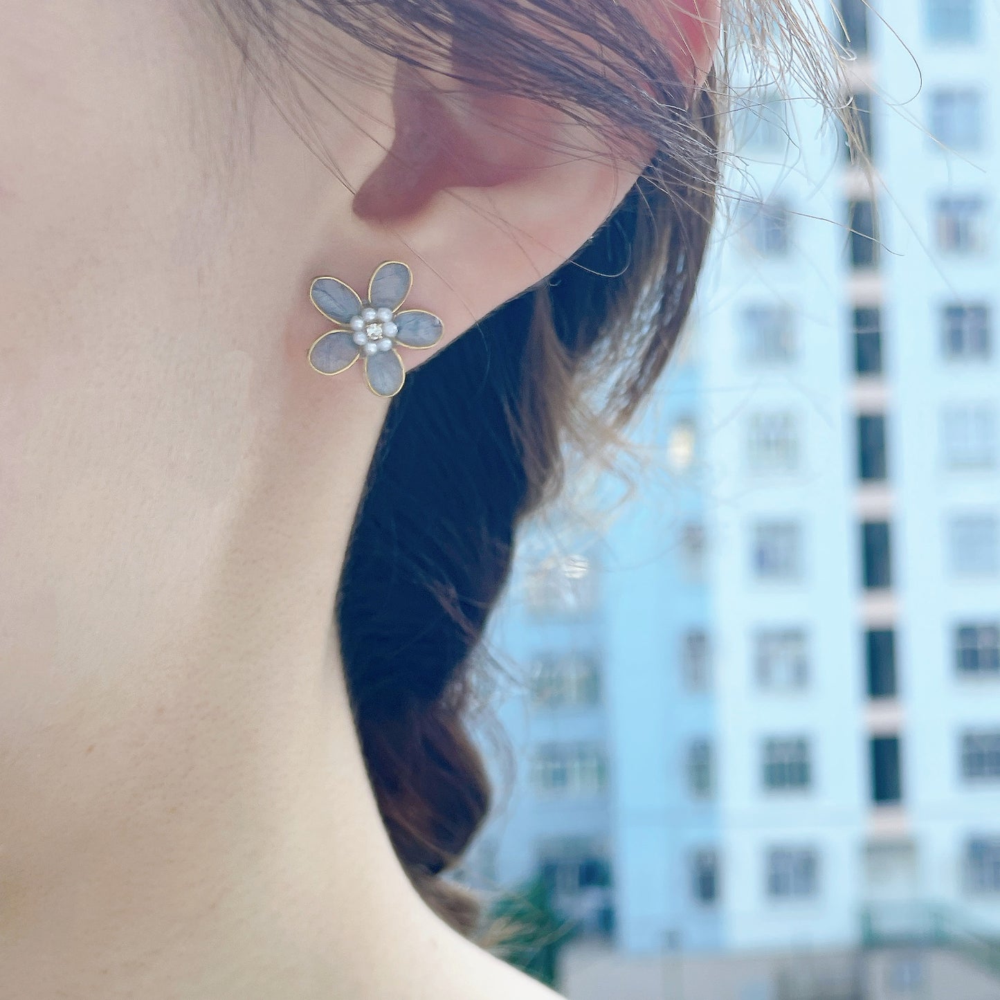 | JU31   ℂℍ𝔼𝔽ℂℍ𝔸𝕆𝕌𝔼ℕ | 藍星花耳環