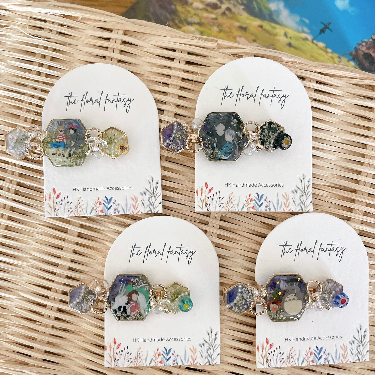 | NO12  𝕄𝕆ℝ𝕀ℂ𝕆ℝ𝕆 | 手繪乾花髮夾/手機指環扣